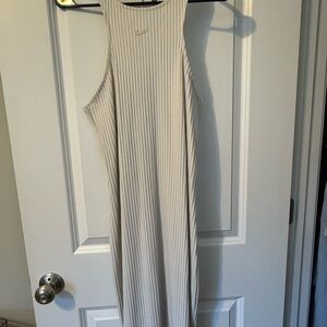 Nike Women's Beige Ribbed Midi Dress